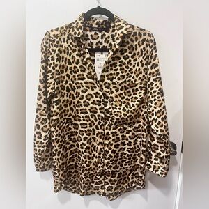 ZARA: NWT Cheetah Print Button Down Top